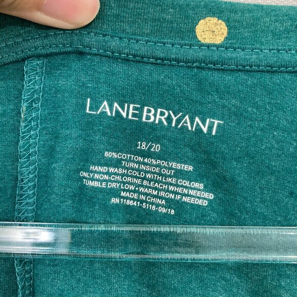 New Lane Bryant Green Polka Dot Round Neck Long Sleeve Top size 18/20 Stretch - Picture 2 of 8